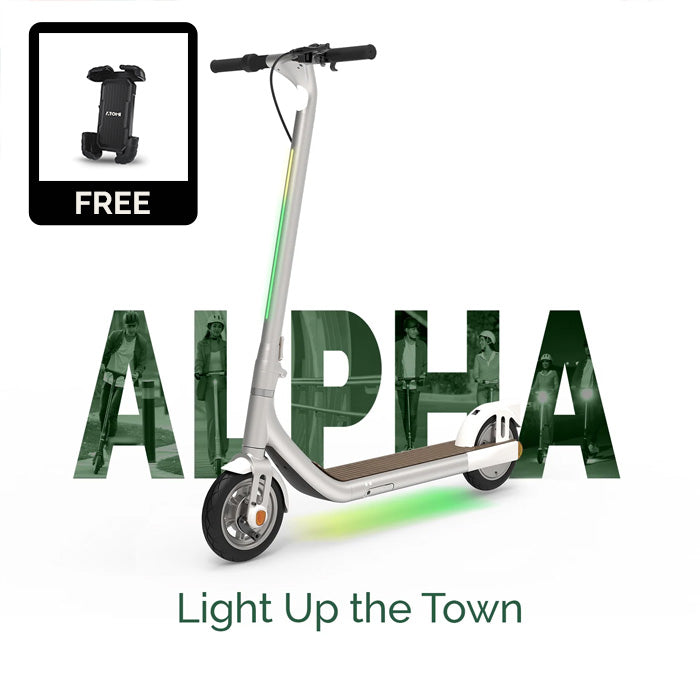 Atomi Alpha Scooter eléctrico plegable de largo alcance Potente rendimiento Luces ambientales